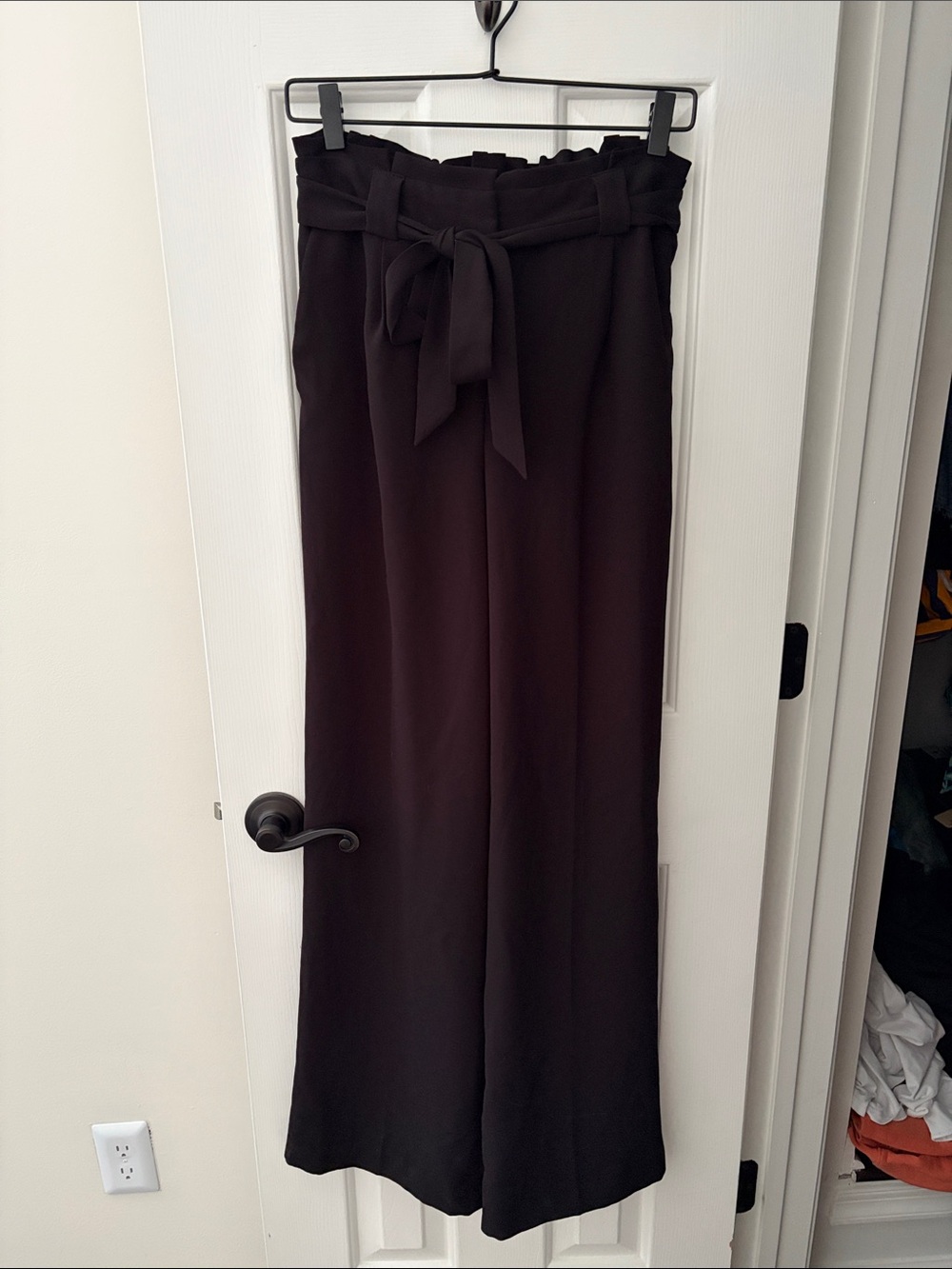 Express Black High-Waist Wide-Leg Tie-Waist Pants